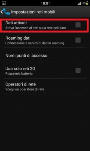 Google Nexus 4 - APN - Dati attivati