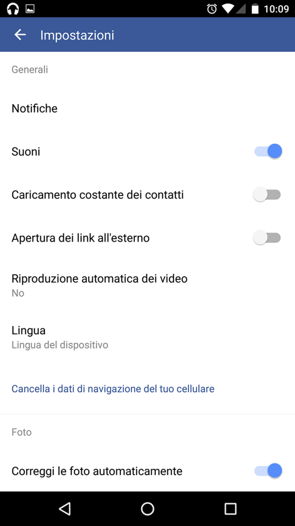 come disattivare video facebook android