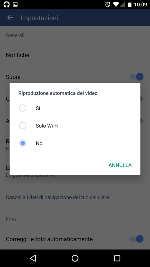 come disattivare video facebook android 3