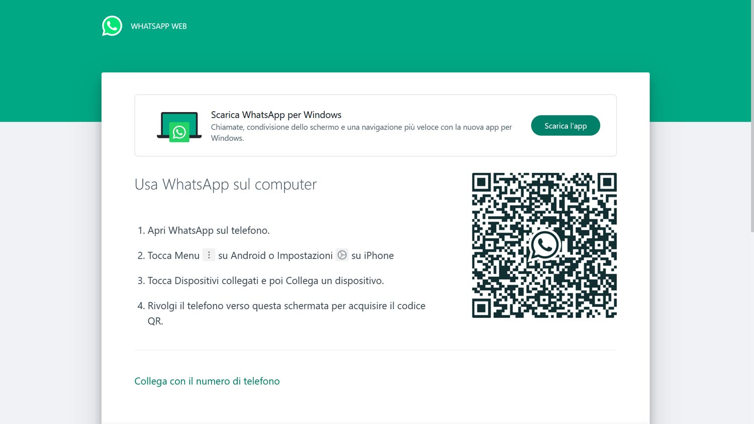 come usare whatsapp web su pc - qr code